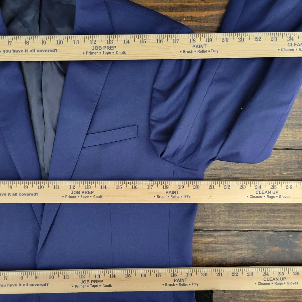 Calvin Klein Men's Sport Coat Blazer Two Button Blue Wool Extreme Slim Fit 40L